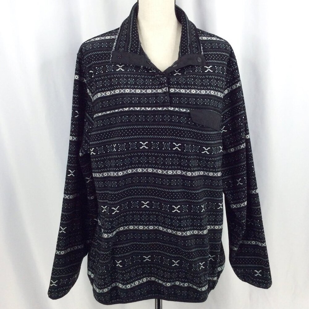 Jachs Cabin 1/4 T Snap‎ Pullover Fleece Sweatshirt Jacket Womens Size XXL Black